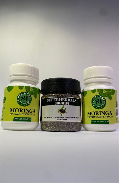 Chia seeds ka sath Moringa capsules (pack 2) Free (40+40)