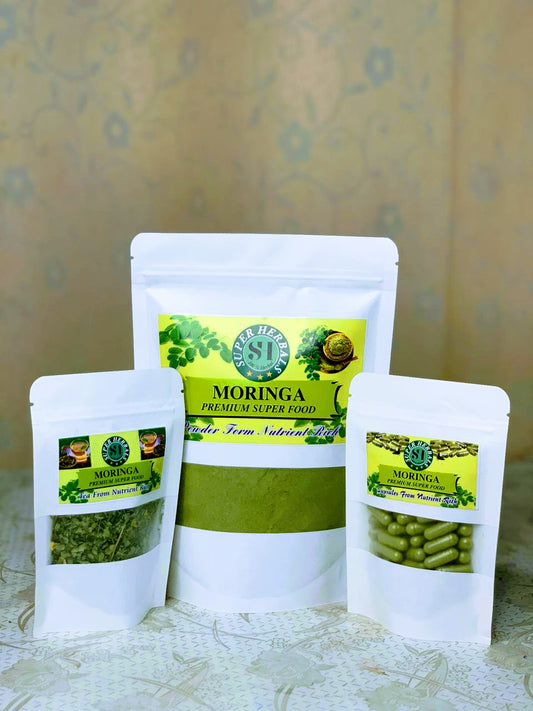 Moringa Leaf Powder(200 Gram) Moringa Capsules (25)500 Mg Free Or Moringa Tea Free(PACK OF 2)