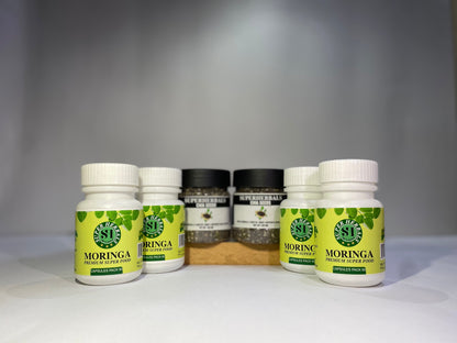 Chia seeds buy 1 Get 1 free Moringa capsules pack (4) free 40×4=160 capsules free