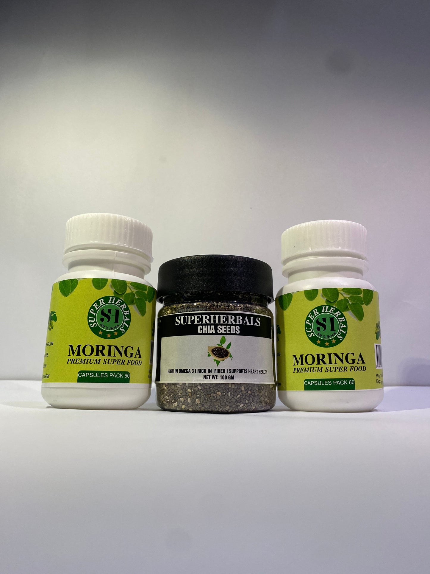 Chia seeds ka sath Moringa capsules (pack 2) Free (40+40)